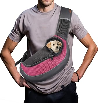 FDJASGY Pet Sling Carrier for Small Dogs Cats,Breathable Mesh Travelling Hand Free Puppy Backpack with Pouch and Adjustable Strap Carrier