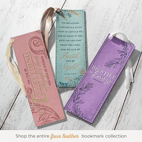 Miniatura 107 de Christian Art Gifts - Separador de piel sintética con cinta de satén y verso bíblico inspirador para mujeres y hombres, Marrón - Proverbios 31 Mujer