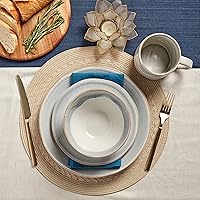 Vista 2 de Tabletops Gallery - Vajilla industrial de granja - Servicio de platos de gres para 4 cenas, ensaladas, aperitivos, platos de postre, juego