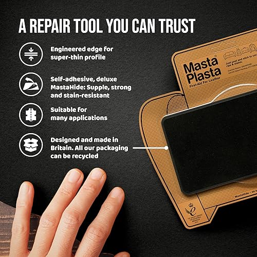 Miniatura 5 de Instant MastaPlasta - Parche de reparación de gamuza de alta calidad, gamuza beige, 8 x 4 pulgadas (7.9 in x 3.9 in), parches autoadhesivos de