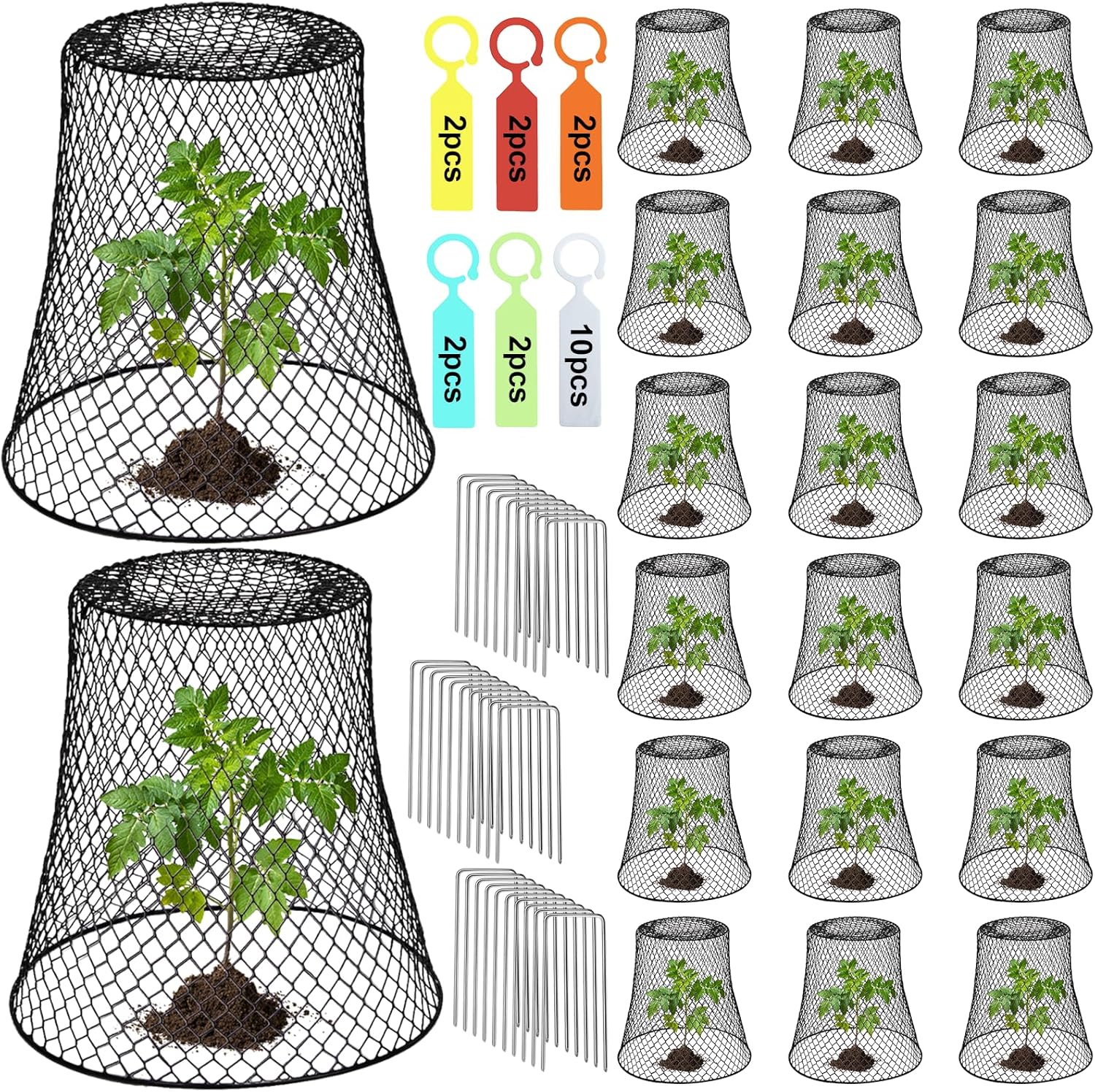10 Pcs 9"×9" (Multiple Sizes/Quantities Available) Chicken Wire Plant Protectors from Animals, Plant Cage Garden Cloche to Protect Plants Vegetables from Rabbits Squirrels Chicken