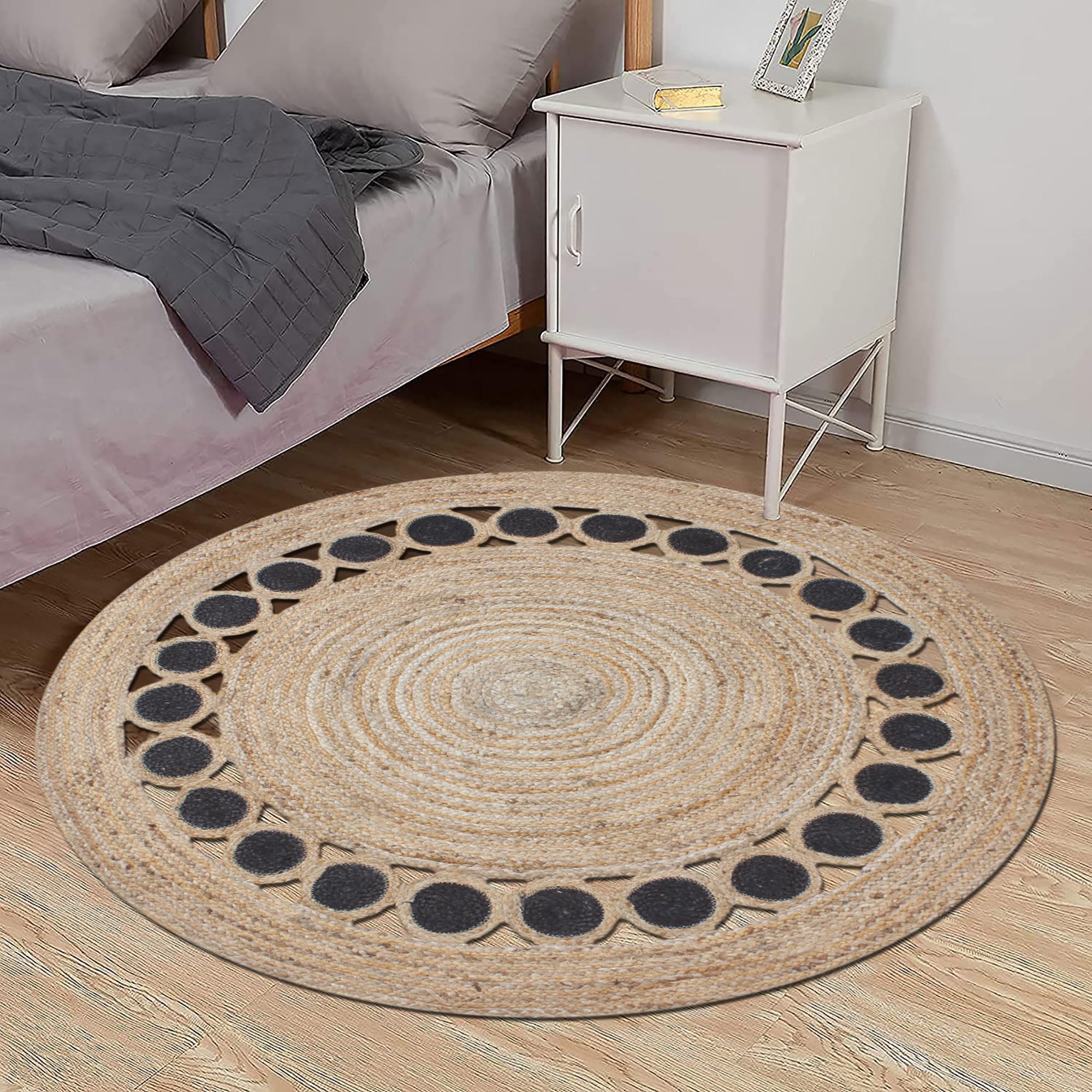 Tapis en jute naturelle rond grand passage salon chambre 2,4m