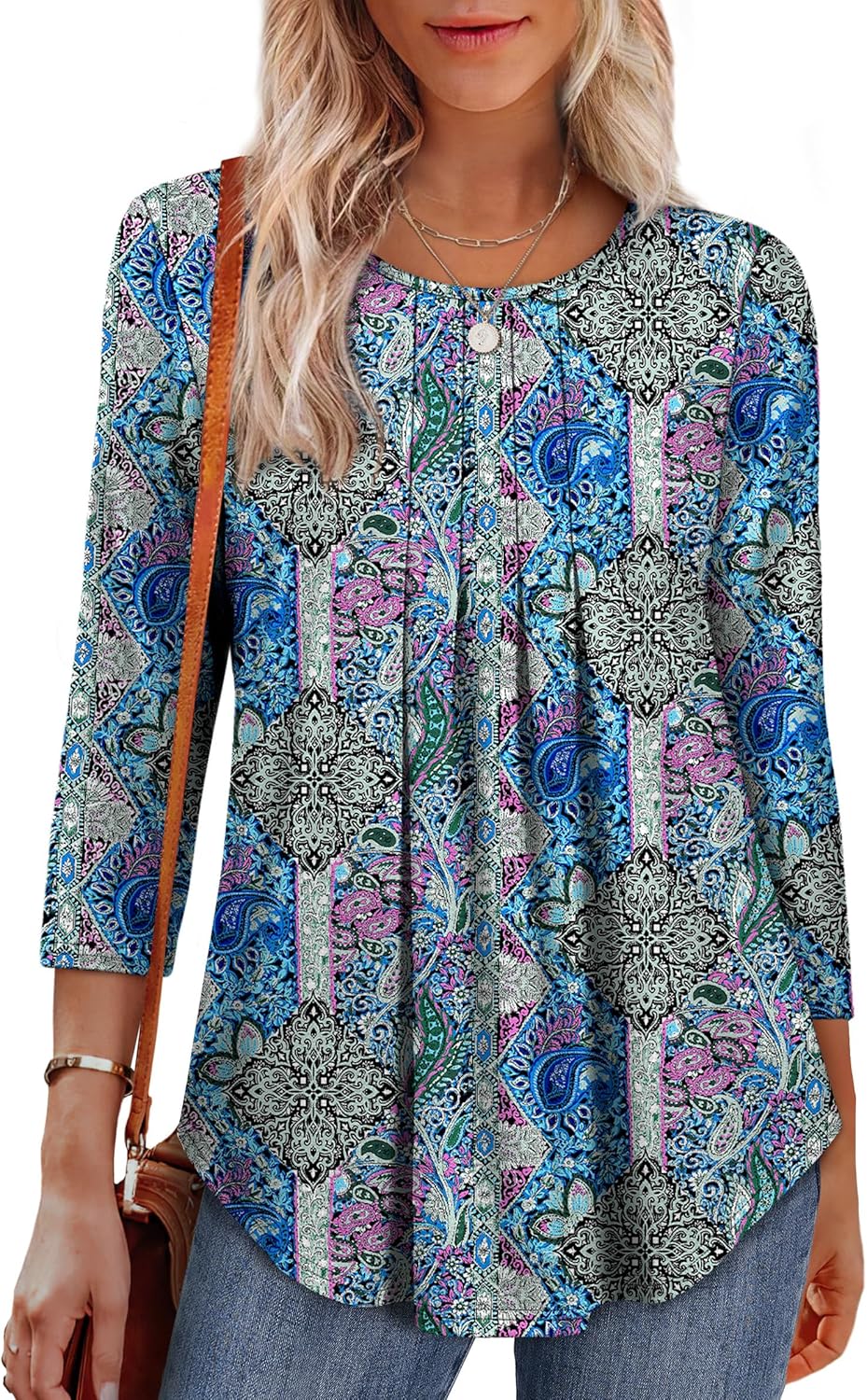 OFEEFAN 3/4 Length Sleeve Womens Tops Dressy Casual Women's Clothing Spring Outfits for Women 2026 Beach Vacation Clothes - Image 4