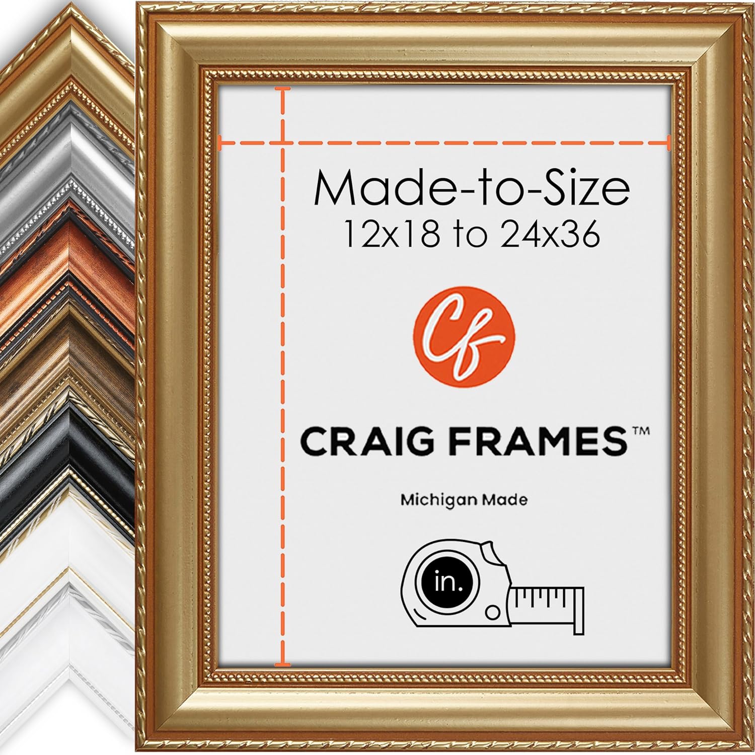 Craig Frames MadetoSize Custom Picture Frame, 12x18 to