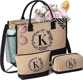 Personalized jute tote with initials