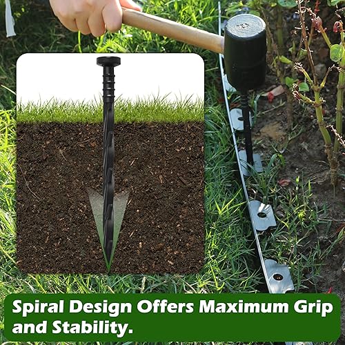 Miniatura 4 de Gardzen 30 estacas de anclaje para bordes de paisaje, estacas de 6 pulgadas para barreras de hierbas, valla de jardín, césped artificial