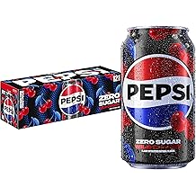 Pepsi Zero Sugar Cola Soda, Wild Cherry, 12 Fl Oz Cans (Pack of 12)