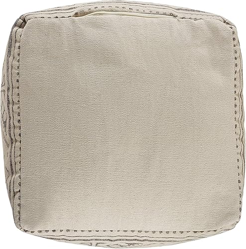 Miniatura 8 de LR Home Puf rústico geométrico hecho a mano, beigegris, 20 x 20 x 20 pulgadas