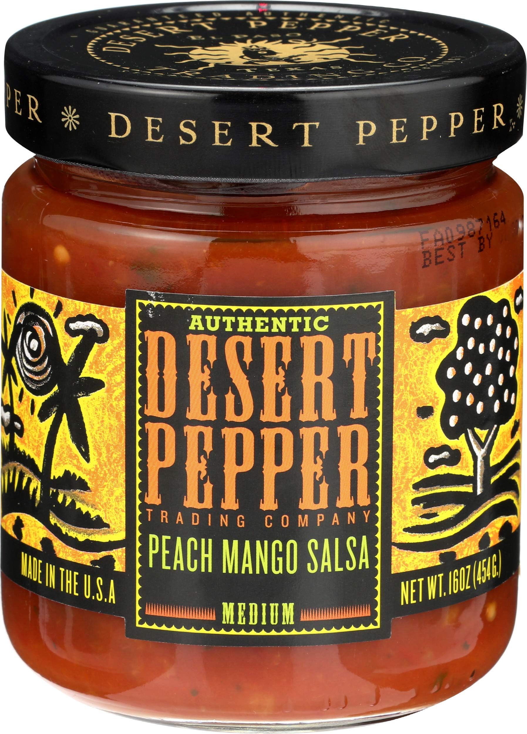 Desert Pepper Trading Company Mango Peach Salsa, Medium Hot, 16 Ounce