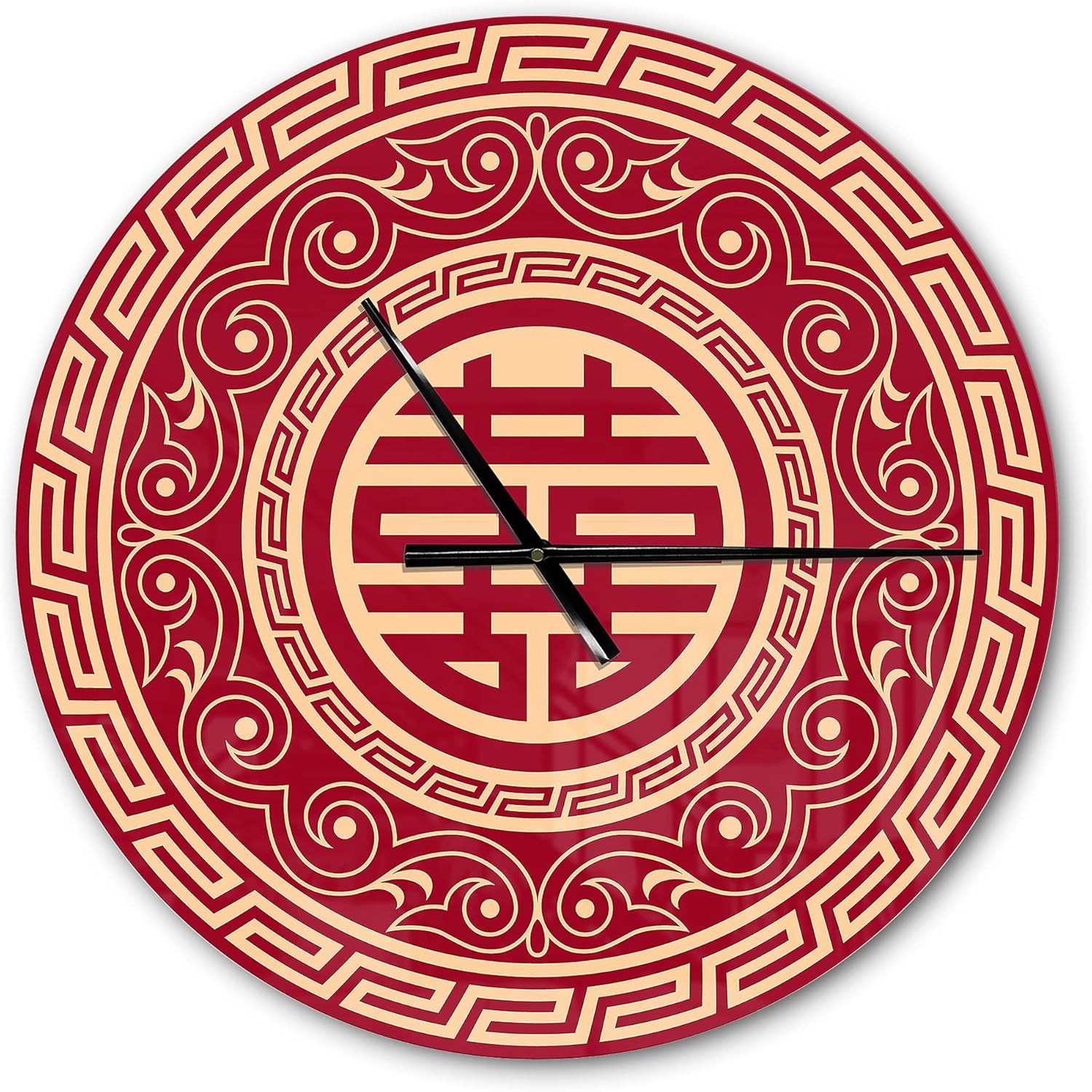 'Double Happiness Asian Decoration ' Modern Wall Clock for Home Bedroom Bathroom Office Living Room Decoration