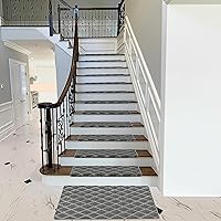 Vista 2 de PURE ERA Bullnose - Juego de peldaños de alfombra para escaleras sin cinta, antideslizantes, protectores de escaleras para interiores, alfombras