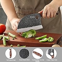 Vista 3 de 3PCS Butcher Knife Set, 7" Butcher Meat Cleaver, 7" Serbian Chef Knife and 6.5" Viking Knife, Hand Forged Kitchen Knife Set with Plastic Handle