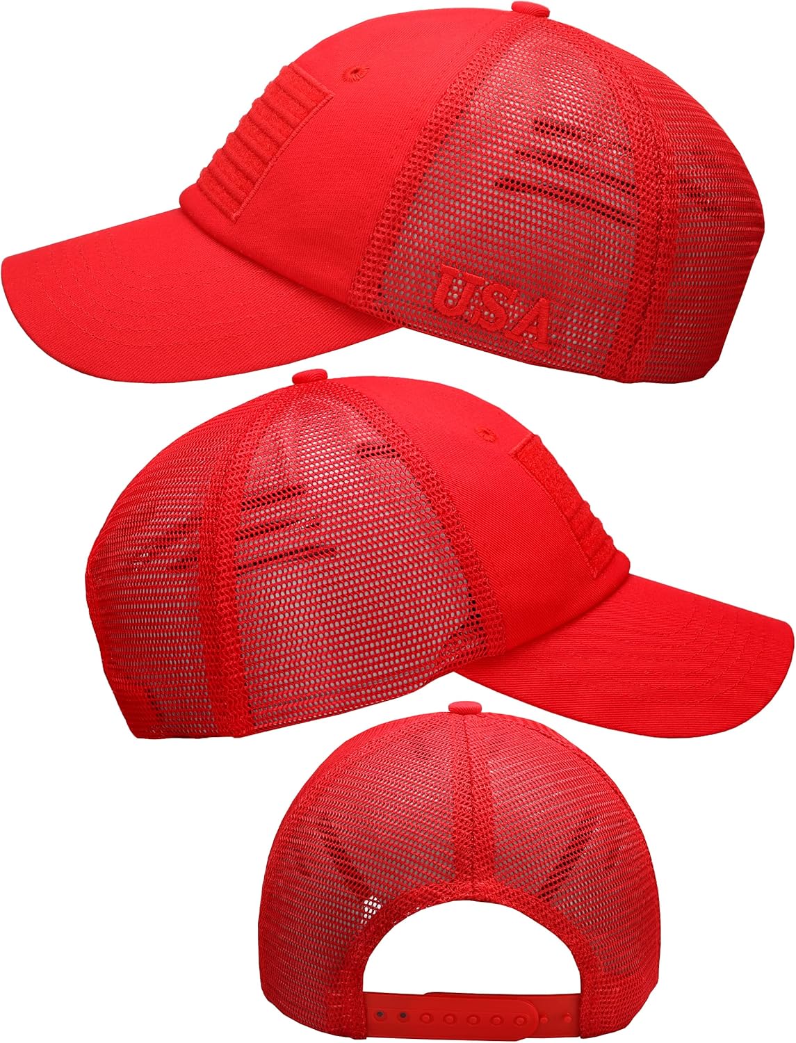 Antourage American Flag Unconstructed Unisex Mesh Snapback Baseball Hat Cap for Men and Women +2 Patriotic Patches Included - Image 4