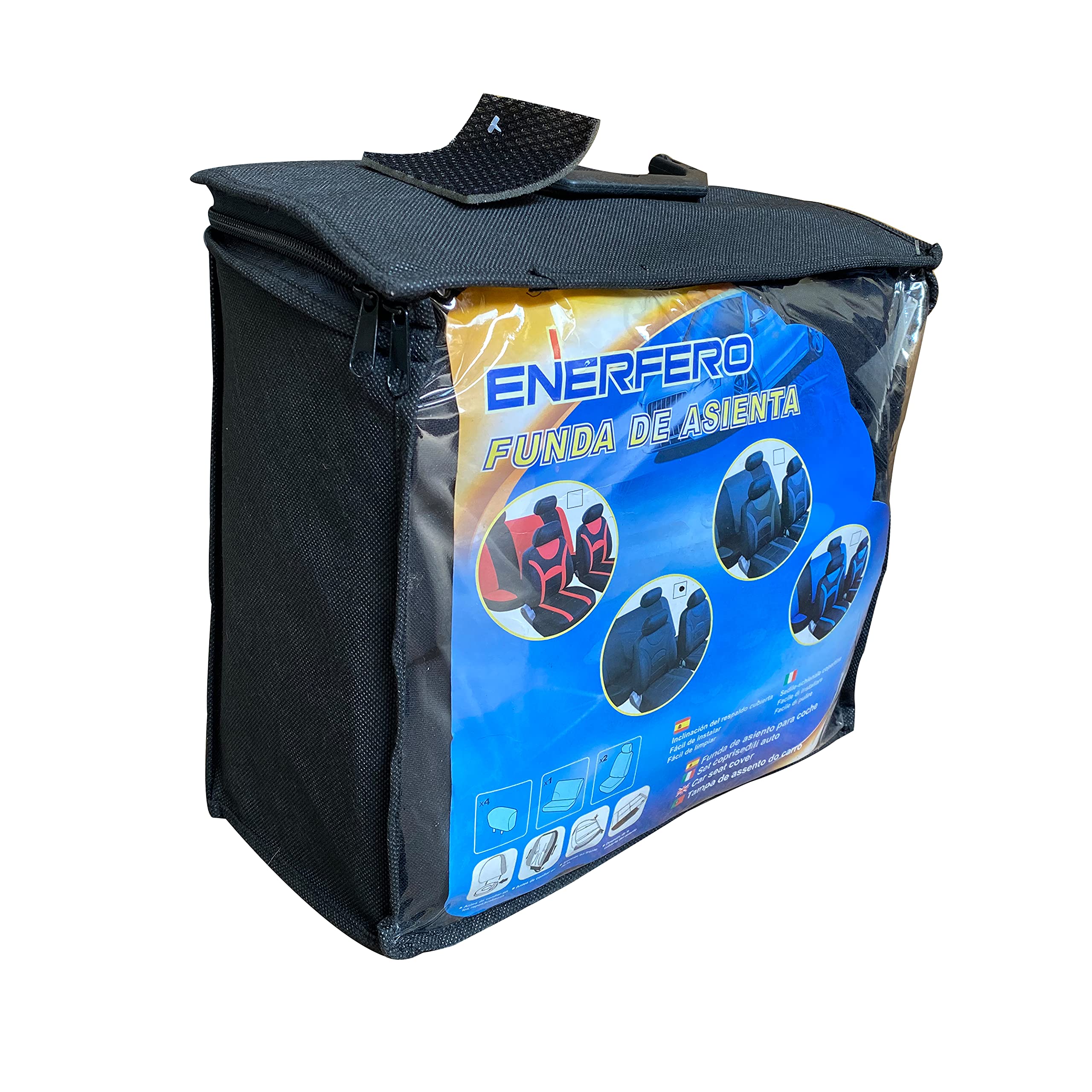 5 Funda para Asiento de Coche,Juego Completo Universal,Poliéster 100%, Transpirable y Comodo con Color Azul,Rojo,Gris y Negro (Azul)