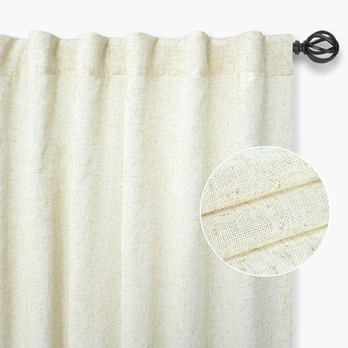 Miniatura 2 de DriftAway 2 paneles de cortinas traslúcidas de lino extralargas de 90 pulgadas de largo, cortinas de lino para privacidad con filtro de luz,