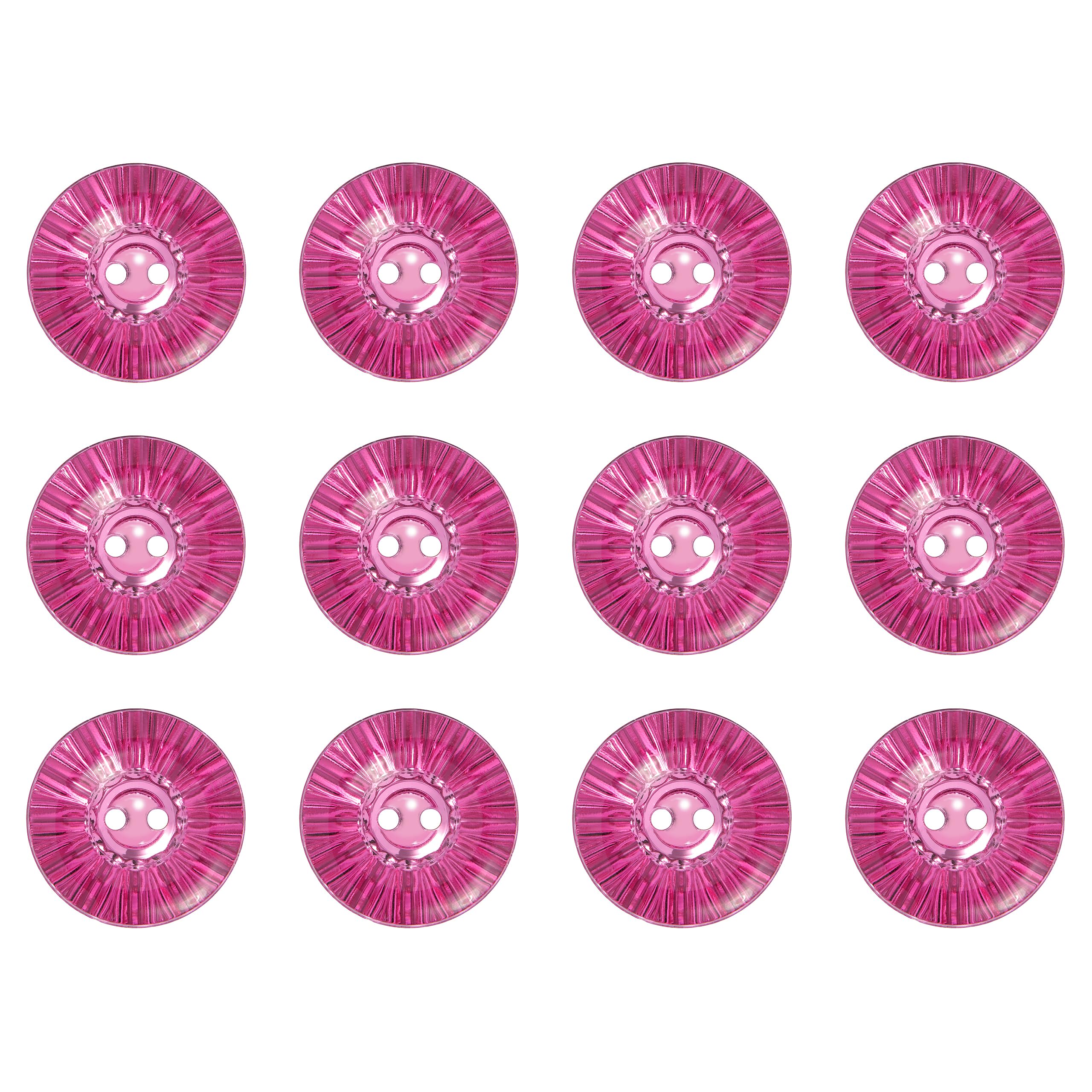 Pack of 12 Pink 15mm Acrylic 2 Hole Buttons for Sewing on Clothing Crafts Shiny Sparkly Embellishments