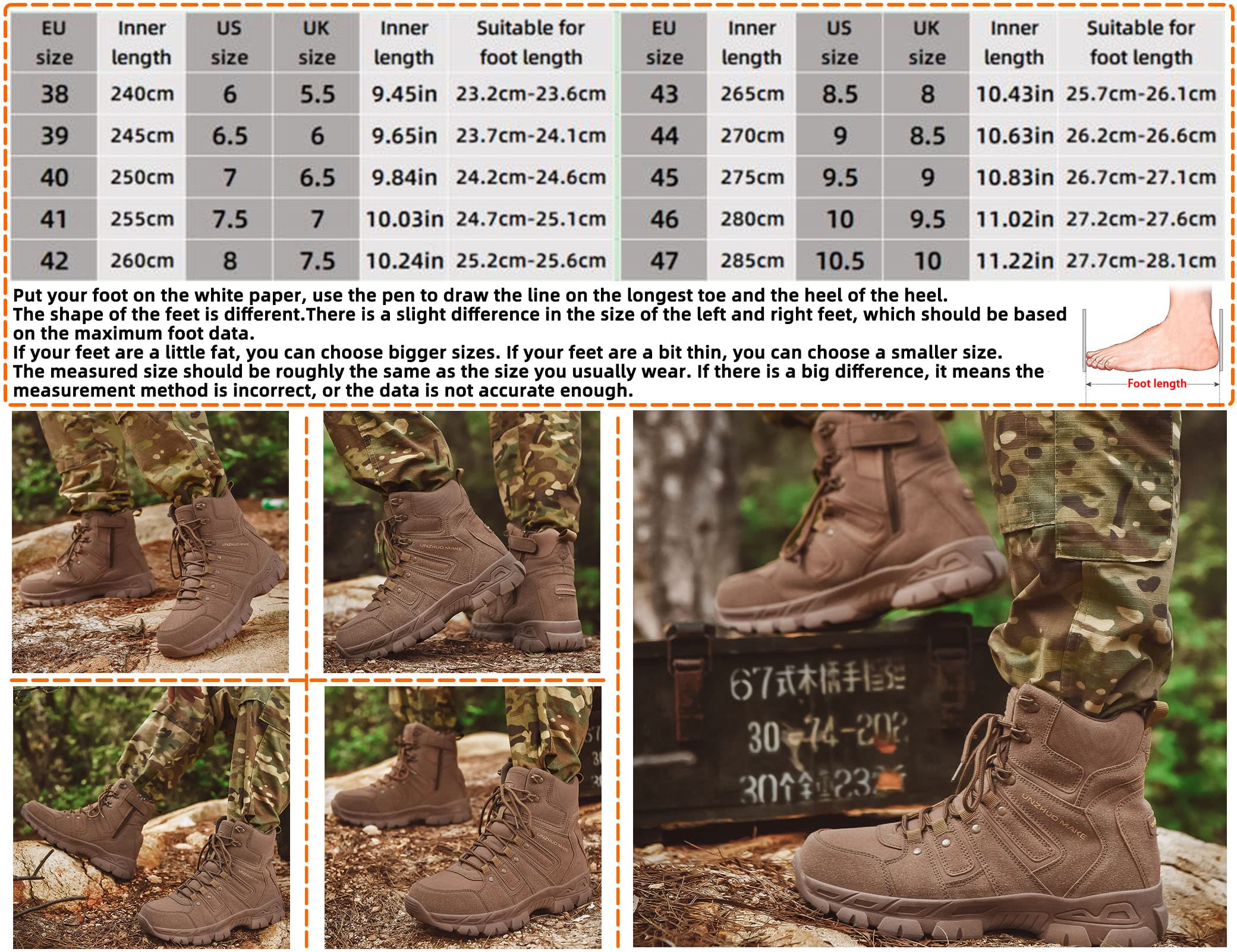 B2122 Herren militärische Taktische Kampfstiefel Verschleißfeste wasserdichte Wüsten Schuhe Außenbereich Einsatzstiefel Rutschfeste Camping Trekking Wander Stiefel