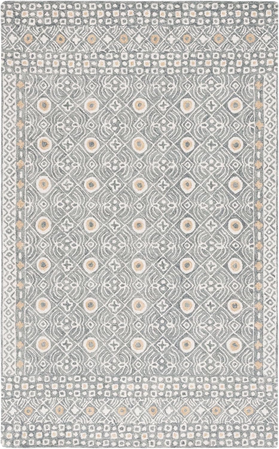 SAFAVIEH Micro-Loop Collection Area Rug - 5' x 8', Charcoal & Ivory, Handmade Wool, Ideal for High Traffic Areas in Living Room, Bedroom (MLP801H)
