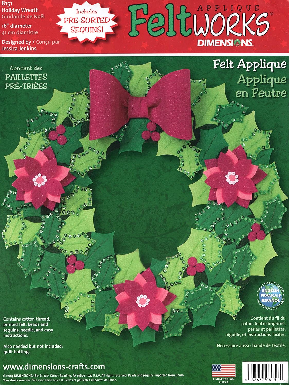 Dimensions(R) 16 Inch Felt Applique Kit - Holiday Wreath