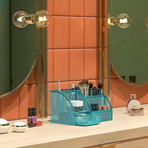 Miniatura 6 de EasyPAG Organizador de escritorio de malla con cajón multifuncional para bolígrafos, organizador de papelería para suministros escolares de oficina,