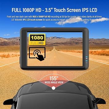 FineVu LX2000 FullHD 2 Camera GPS+ADAS Plus HDR CAR CAMERA with IPS Touch Code Screen