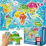 Puzzles géants QUOKKA pour enfants de 3 à 5 ans - 2x3 pieds, puzzles de 48 pièces pour enfants de 4 à 8 ans - jouets éducatifs sur de grands puzzles pour garçons et filles de 3 à 5 ans - cadeau d'activités jouet carte du monde