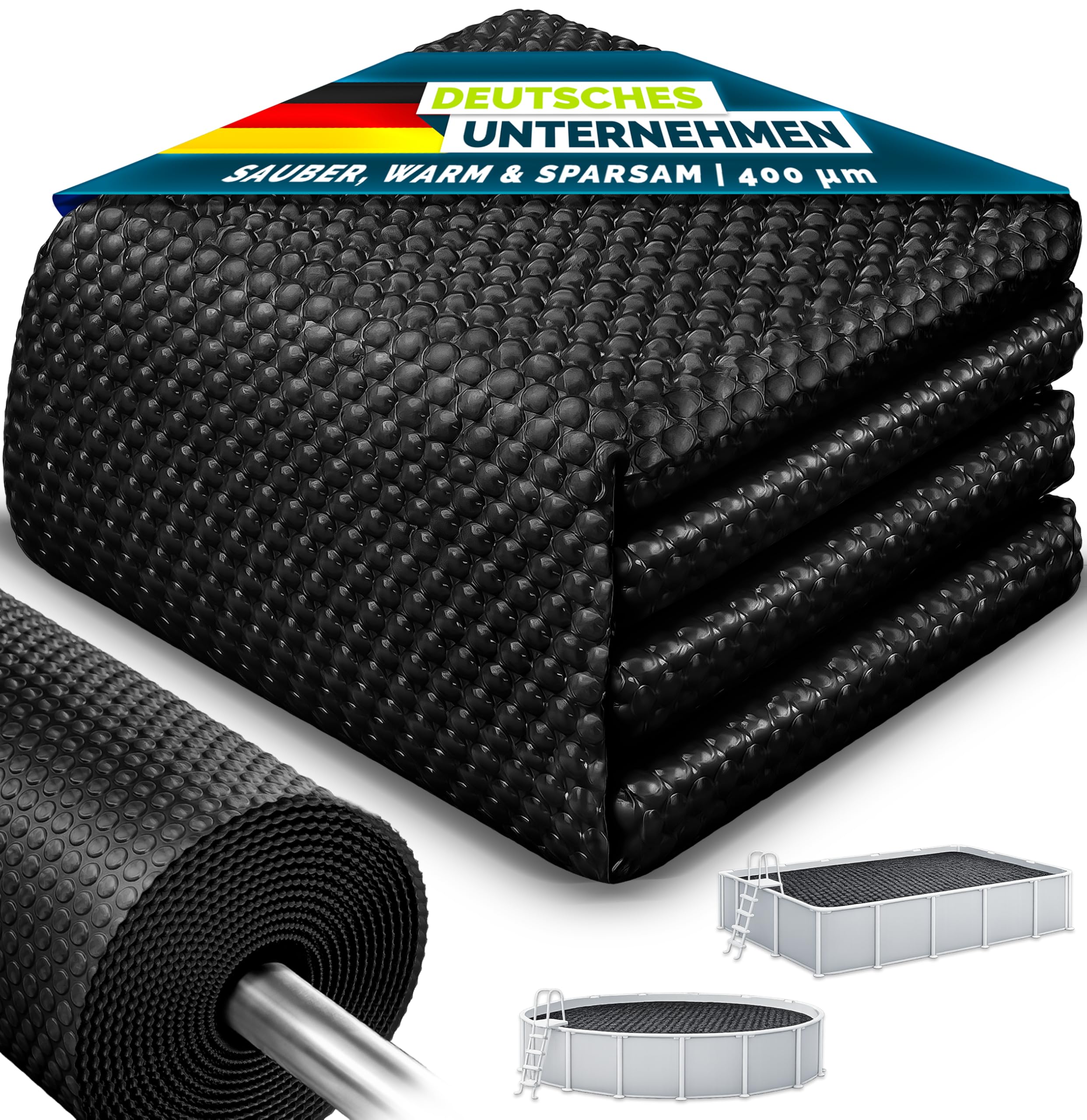 tillvex Premium Pool Zonnezeil, 400 µm, rechthoekig, 300 x 200 cm, warmtezeil, op maat te snijden, zonnezeil, zwembadverwarming, zwembadzonnezeil voor waterverwarming