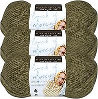 Vista 1 de Lion Brand Yarn Touch of Alpaca - Paquete de 3 hilos color verde oliva
