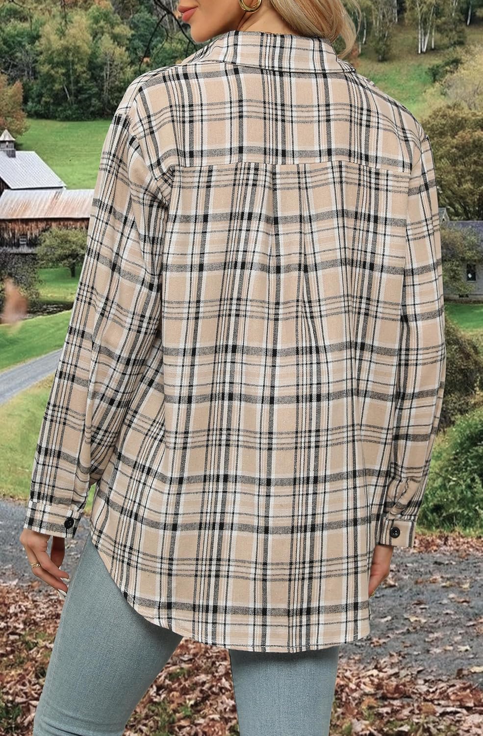 Asiertiy Womens Buffalo Plaid Flannel Shirt Long Sleeve Collar Button Down Blouses Lightweight Tops (XS-4XL) - Image 5