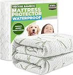 Utopia Bedding Waterproof Mattress Protector Queen Size, Bamboo Viscose Mattress Cover 200 GSM, Fits 17 Inches Deep, Breathable, Fitted Style with Stretchable Pockets