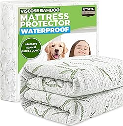 Utopia Bedding Waterproof Mattress Protector Twin XL Size, Bamboo Viscose Mattress Cover 200 GSM, Fits 15 Inches Deep, Breathable, Fitted Style with Stretchable Pockets