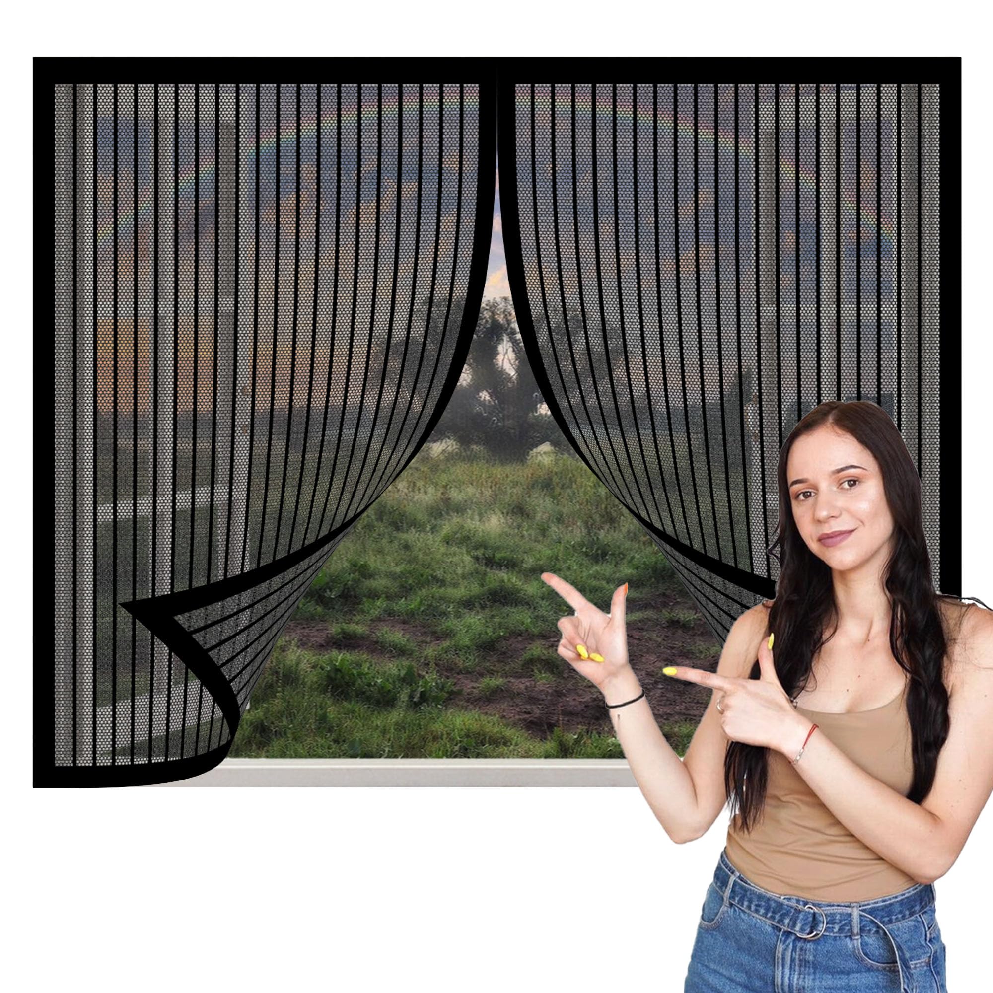 Moustiquaire aimantée 206x224cm pour porte-fenêtre et salon noir