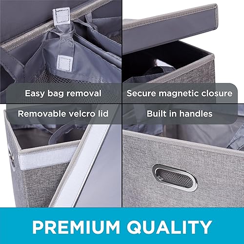 Miniatura 6 de BirdRock Home - Cesta para la ropa sucia color rosa y azul Doble gris