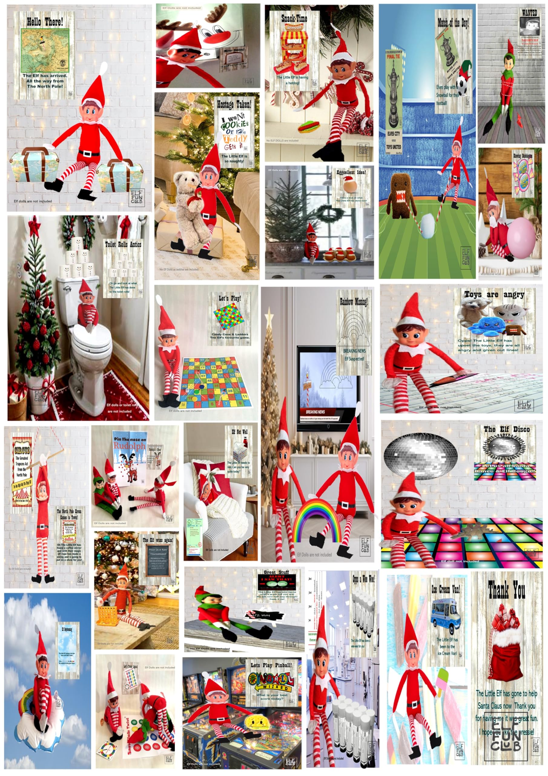 Official Elf 24-Day Super Set 100+ items - All Organised for 24 Days of Elf Fun - Christmas Elf 24 Ultimate Kit - Xmas Naughty Elf 24 Activity Pack.