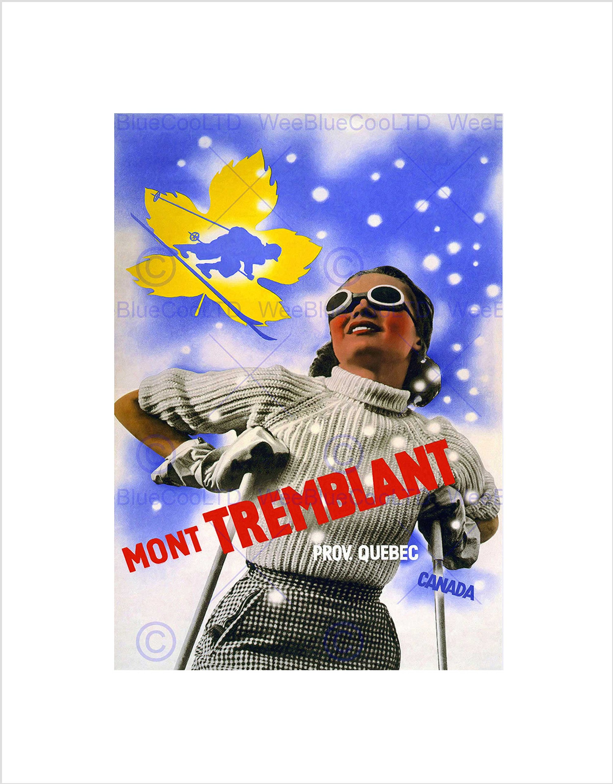 Wee Blue Coo TRAVEL WINTER SPORT SKIING MONT TREMBLANT QUEBEC CANADA ART PRINT B12X1791