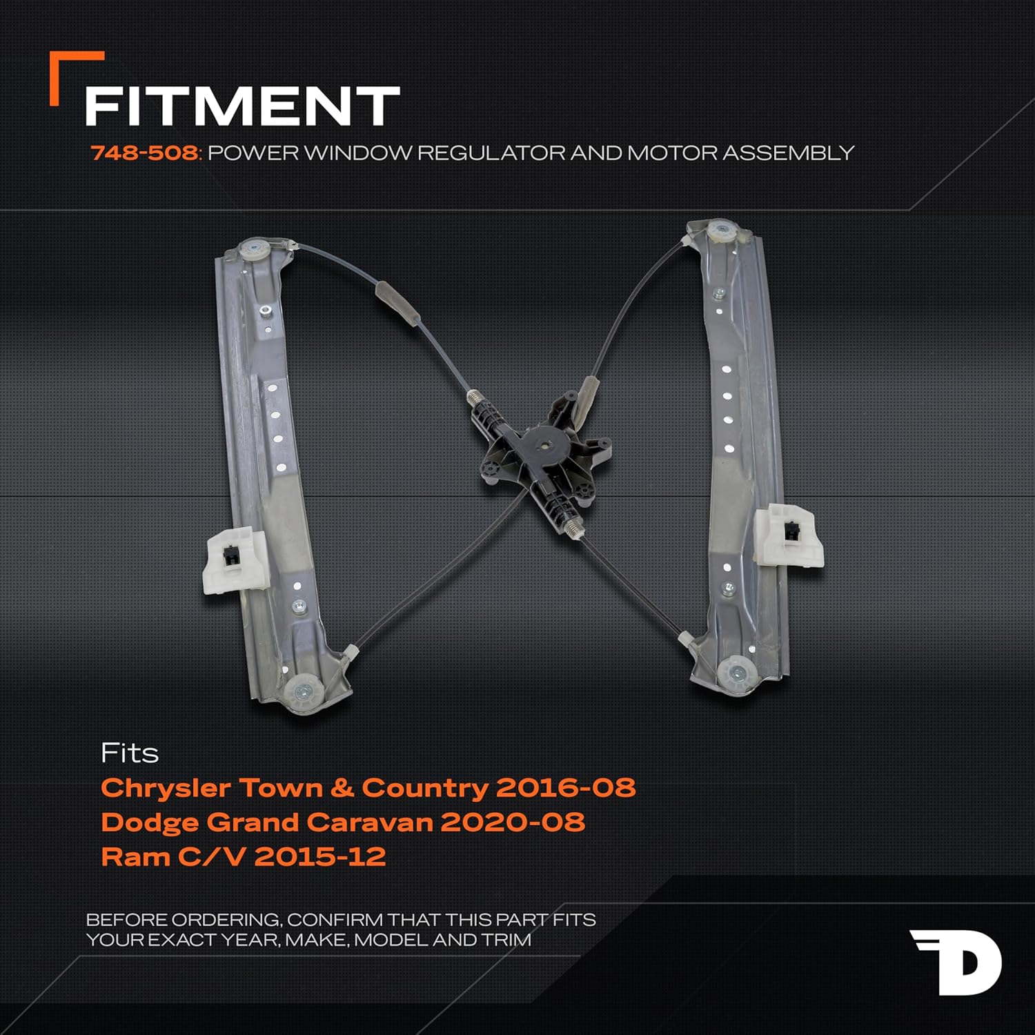 Dorman 748-508 Front Driver Side Power Window Regulator and Motor Assembly Compatible with Select Chrysler/Dodge/Ram Models (OE FIX)