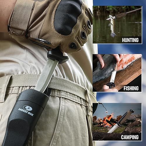 Miniatura 6 de Mossy Oak Cuchillo de hoja fija para exteriores de 4 pulgadas con funda marrón