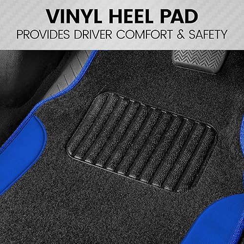 Miniatura 5 de BDK - Tapetes para auto de dos tonos con detalles de cuero sintético, juego de tapetes para auto con almohadilla para el talón incorporada,