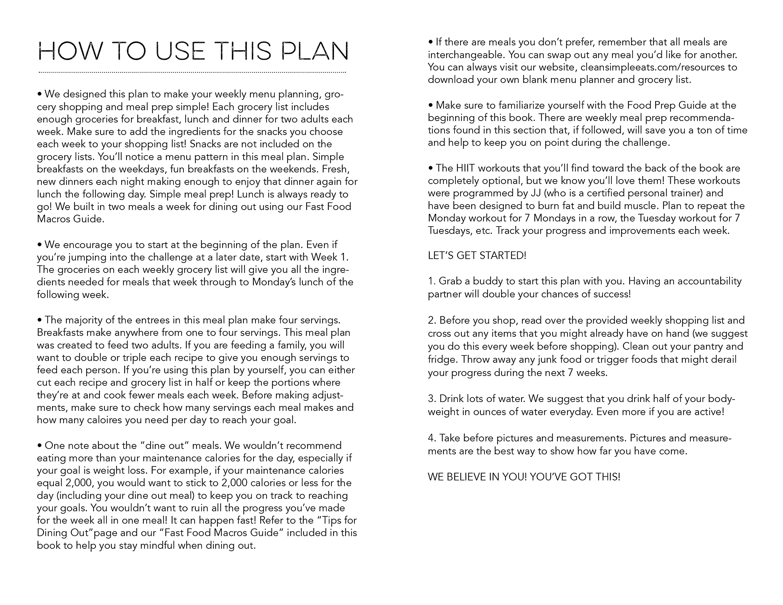 Clean Simple Eats Summer Meal Plan and Exercise Guide