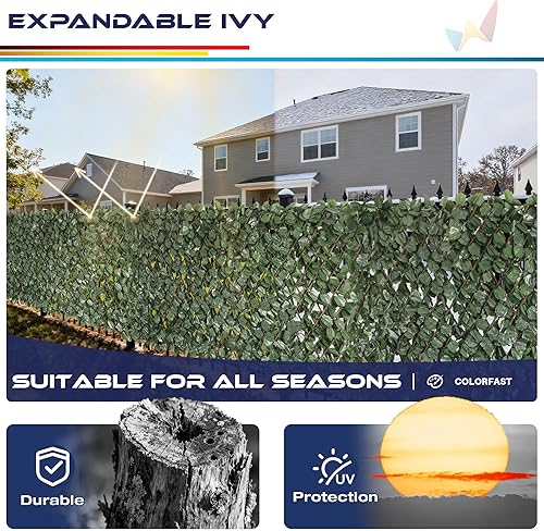 Miniatura 5 de Windscreen4less 2 piezas de hojas de hiedra artificiales expandibles para valla de privacidad para exteriores, interiores, patio, balcón (hojas de