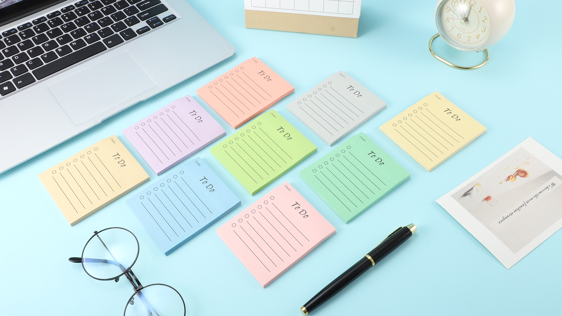 9 Blocchi Note Adesive - 450 Fogli Autoadesivi Rigati - 10x7cm - Multicolore Per Casa/Ufficio