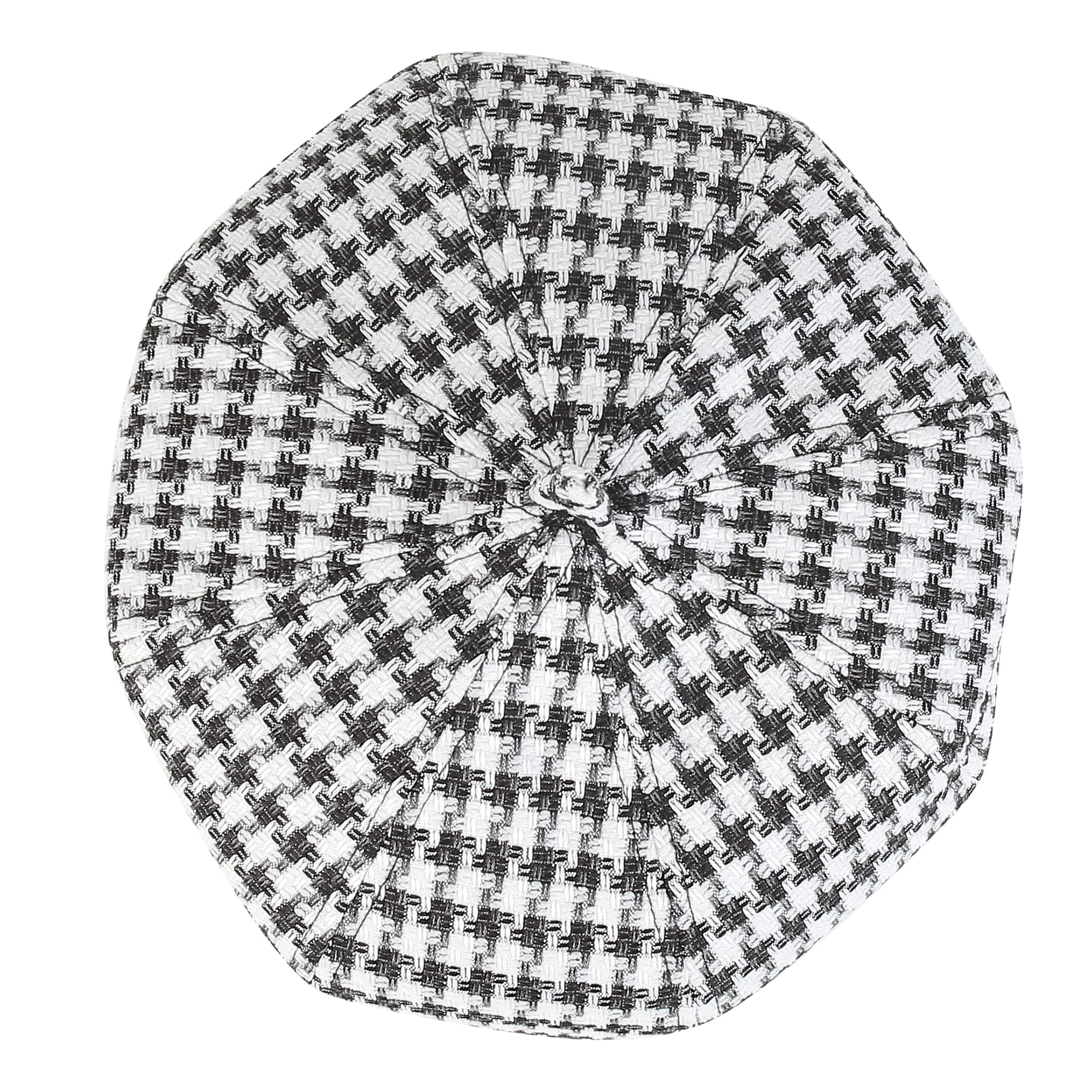 iSWEVEN French Beret Cap All Season Unisex Artist Newsboy Hats, Ascot Cotton British Style Adjustable Women's Caps, WBC8112A (White-Black, Free Size) - Image 4 thumbnail