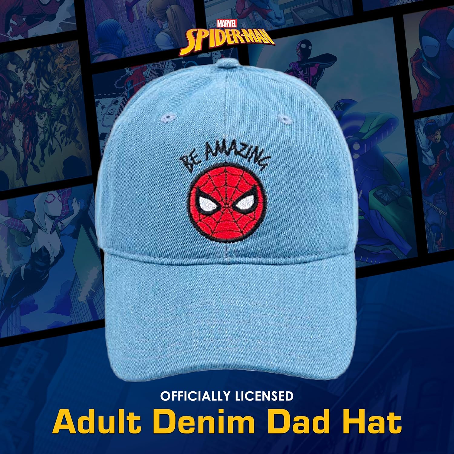 Marvel Spider-Man Cotton Adjustable Dad Hat, Baseball Cap with Curved Brim - Image 2
