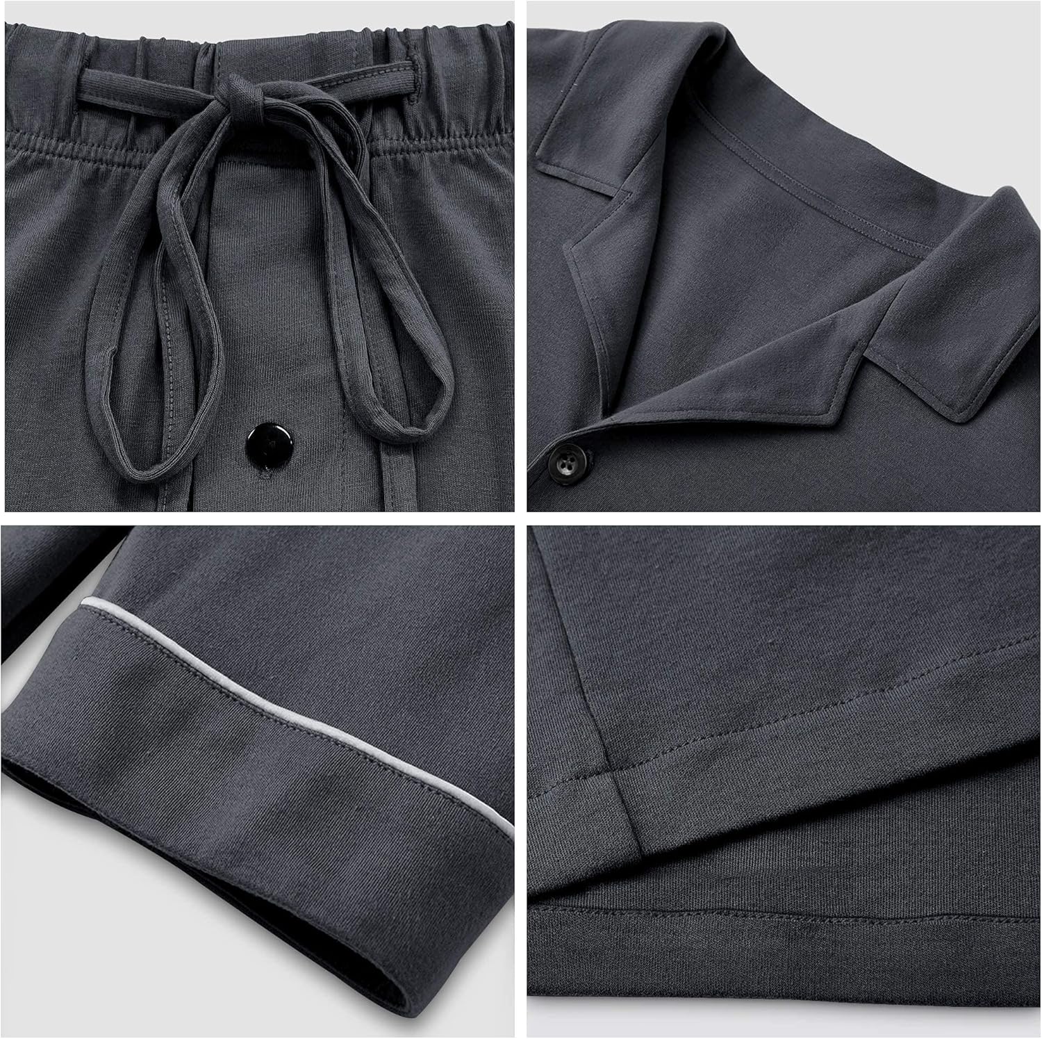 COLORFULLEAF Men's 100% Cotton Short Sleeve Pajama Sets Button Down Notched Collar Sleepwear Soft Lounge Pjs with Pockets - Image 5