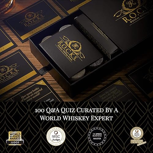 Miniatura 5 de The Original ROCKS - Juego de regalo de preguntas y preguntas de whisky para whisky  6 rocas redondas de granito hechas a mano  100 preguntas y