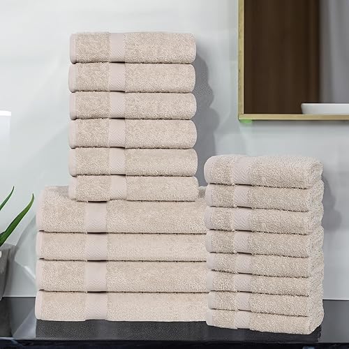 Vista 175 de Superior Juego de toallas de baño de algodón de 2 piezas, toallas grandes para cuerpo, secado rápido, artículos esenciales de baño, baño