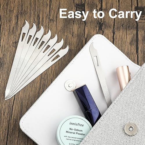 Miniatura 6 de simarro 6 limas de uñas de metal, limas de uñas de acero inoxidable, limas de manicura de doble cara para esmalte de uñas, herramienta de limpieza