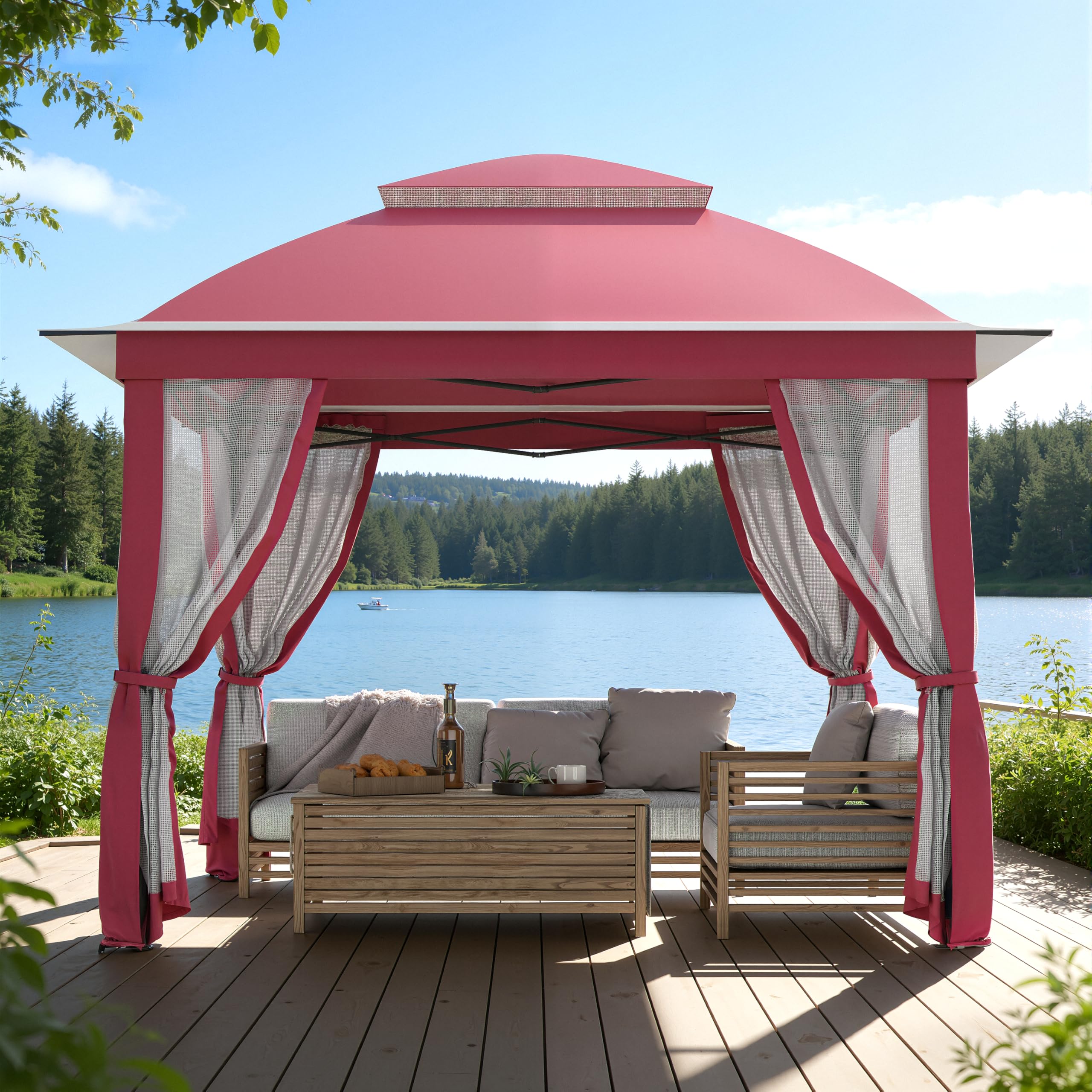 11'X11' Gazebo Pop Up with 4 Sidewalls Mosquito Netting