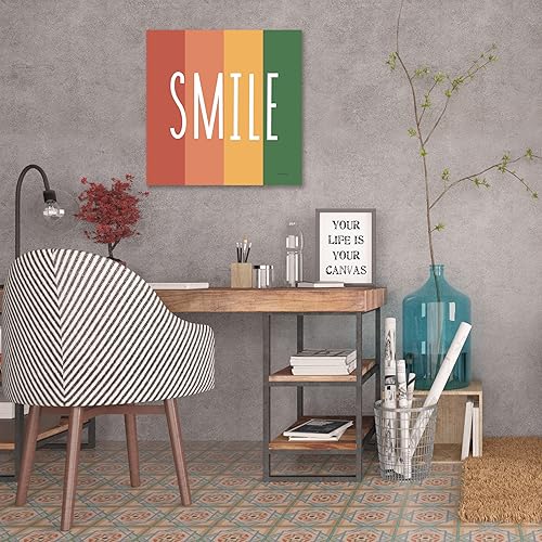 Miniatura 5 de Jaxson Rea "Smile Rainbow Retro Gallery Wrapped Canvas by Ann Kelle, 12" x 12"