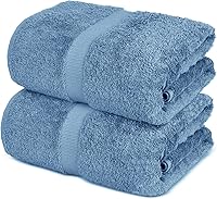 Towel Bazaar Premium Turkish Cotton Super Soft and Absorbent Towels (2-Piece Bath Sheet Towel, Wedgwood), 35" x 70"
